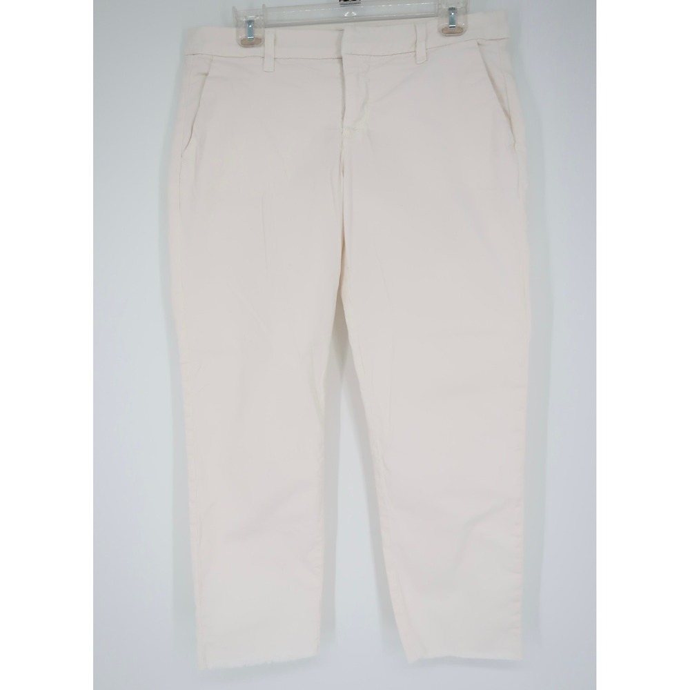 Frank‎ & Eileen Wicklow The Italian Chino Cropped Raw Hem White Twill Pants Sz 8